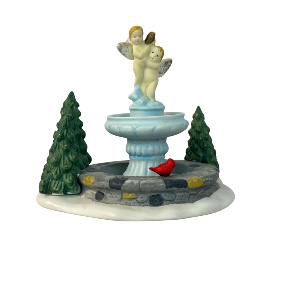 Dickens Collectables Fountain Accessory Christmas Village Blue Cherub 1997